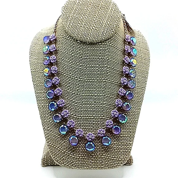 Womens INC International Concepts Lavender Crystal And Flower Chocker Necklace - Picture 1 of 1